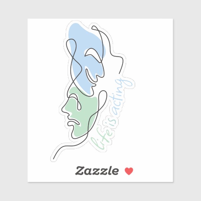 Adesivo Máscaras de Drama Personalizadas A Vida é Atuar Te (Folha)