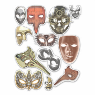 Adesivo máscaras de mascarada de ouro metálico