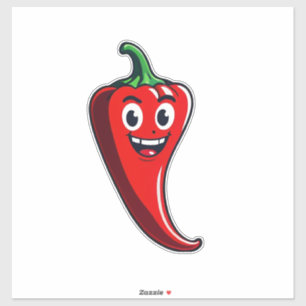 Adesivo Mascote de Pimenta de Desenho Animado com Rosto So