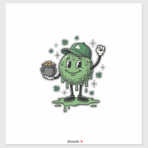 Adesivo Mascote de Slime do Dia de São Patrício Camisa Vin