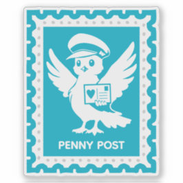 Adesivo Mascote do Penny Post Design de Selo Postal