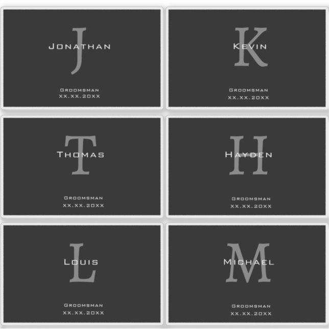 Adesivo Masculine Black and White  Initial + Name Monogram (Frente)