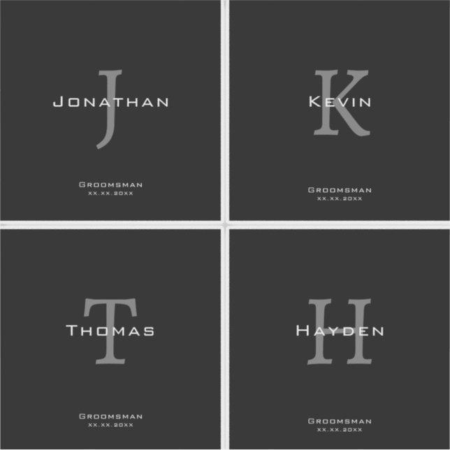 Adesivo Masculine Black and White  Initial + Name Monogram (Frente)