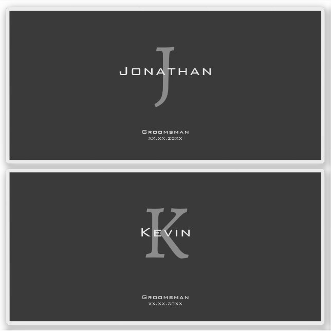 Adesivo Masculine Black and White  Initial + Name Monogram (Frente)