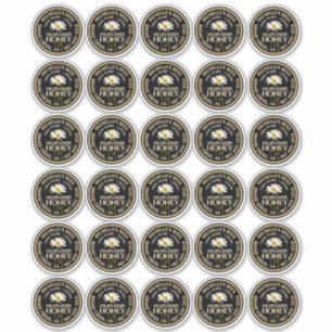 Adesivo Mason Jar Canning Lid com Daisy, 2" Padrão de mel