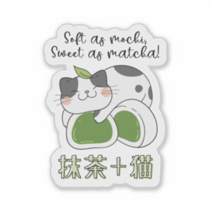 Adesivo Matcha Green Tea Mochi Cat Kawaii