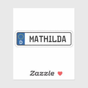 Adesivo Mathilda - Placa de Licença de Automóveis Alemã