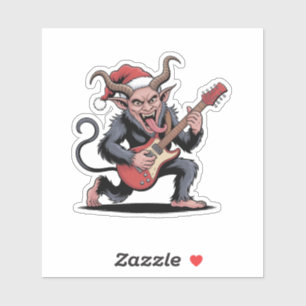 Adesivo Mau Krampus Tocando Violão Elétrico Xmas