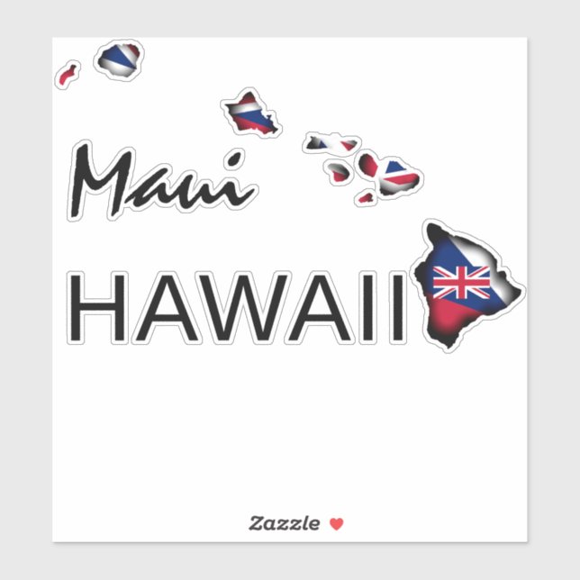 Adesivo MAUI - ILHAS HAWAII HI Flag BLK (Folha)