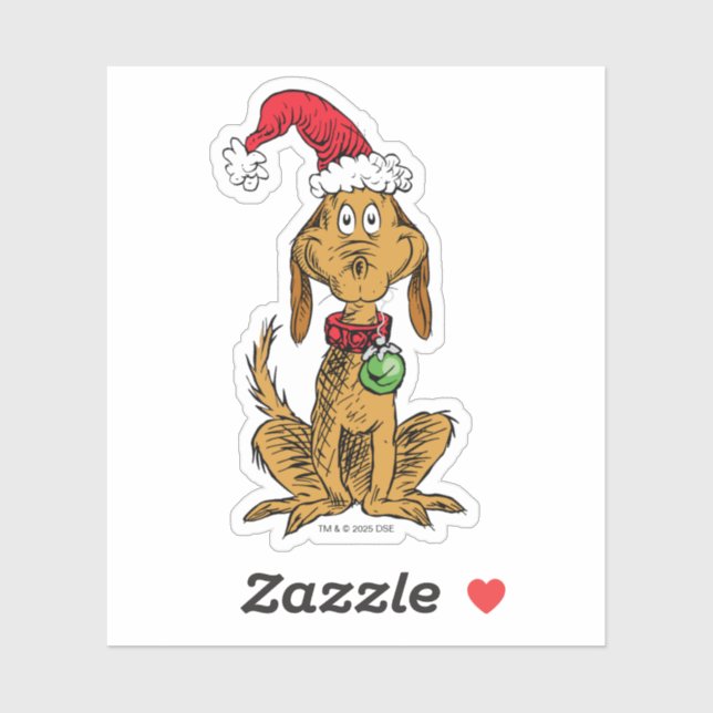 Adesivo Max o Cão com Chapéu de Papai Noel (Folha)
