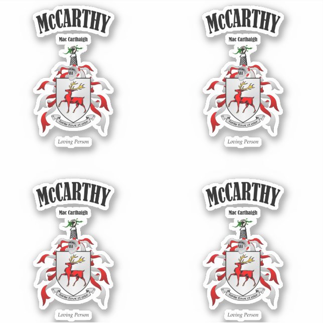 Adesivo McCarthy Crest Tradução e significado irlandês (x4 (Frente)