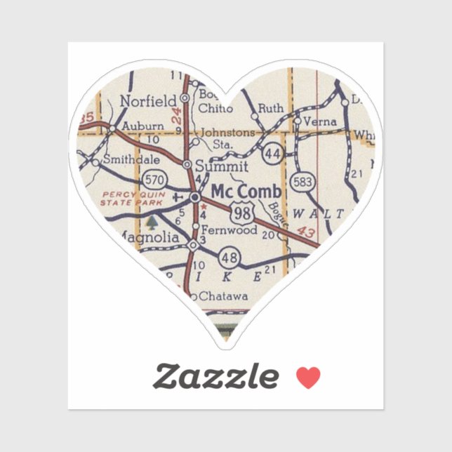 Adesivo McComb MS Vintage Map (Folha)