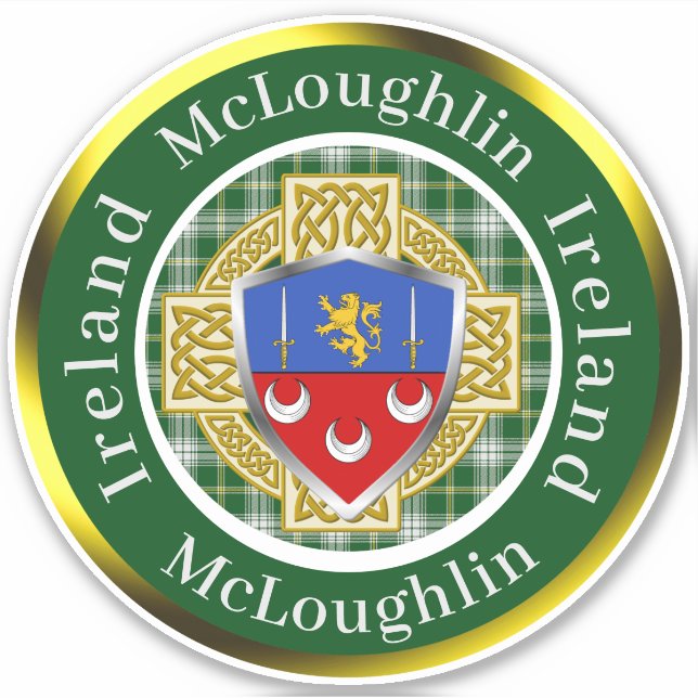Adesivo McLoughlin Shield & Celtic Cross Personalizado (Frente)
