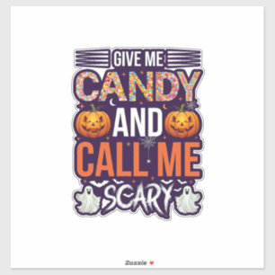 Adesivo Me Dê Doces Chamada Assustadora Abóbora de Hallowe
