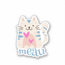 Meau I Love Cats Sticker