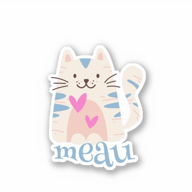 Adesivo Meau I Love Cats Sticker (Frente)