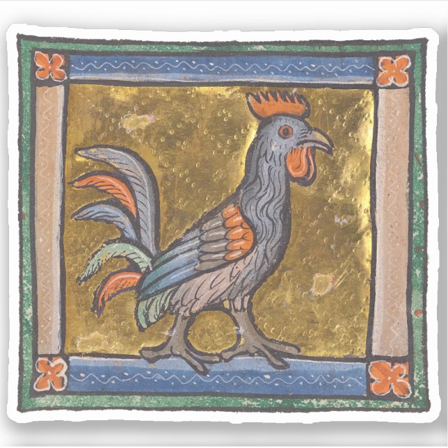 Adesivo Medieval Bestiary Rooster c. 1270 (Frente)