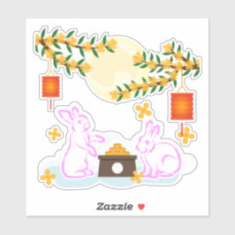 Adesivo Médio Festival de outono Coelho da Lua Bolo Osmant