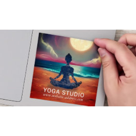 Adesivo Meditação pacífica de ioga em lua, Sky Ocean Beach