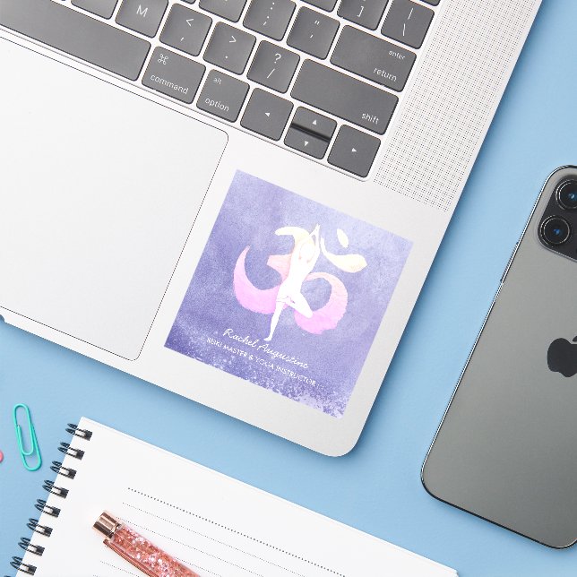 Adesivo Meditation Instructor Yoga Pose Om Sign (Notebook com iPhone)