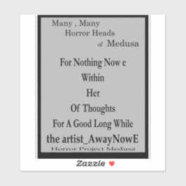 Adesivo Medusa 7MMHeads Phrases 2025 Horror Book Awaynowe