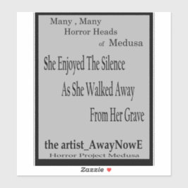 Adesivo Medusa 8MMHeads Phrases 2025 Horror Book Awaynowe
