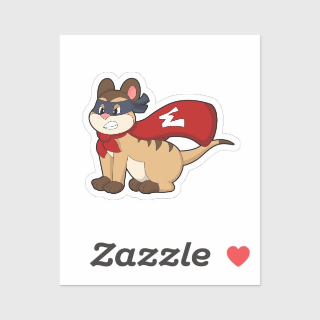 Adesivo Meerkat como herói com máscara (Folha)