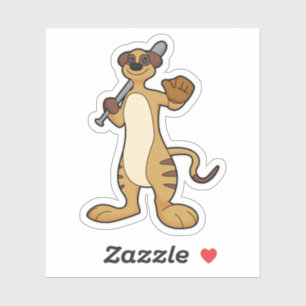 Adesivo Meerkat como jogador de beisebol com bastão de bei