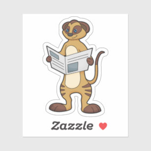 Adesivo Meerkat na leitura de um jornal