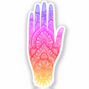 Adesivo Mehndi Hand Tattoo Art Rainbow