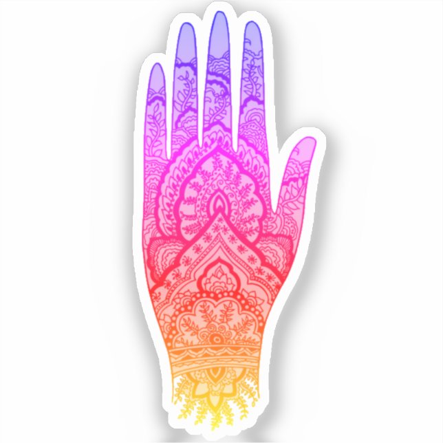 Adesivo Mehndi Hand Tattoo Art Rainbow (Frente)