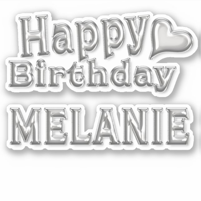 Adesivo Melanie Happy Birthday silver Aufkleber Sticker (Frente)