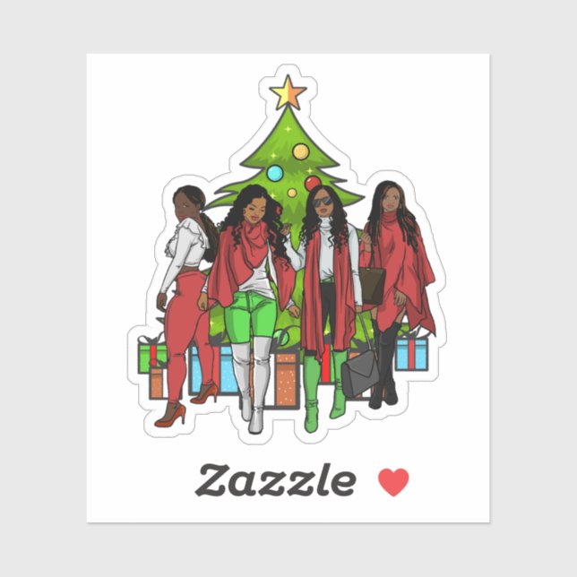 Adesivo Melanin Friendsmas Natal Amigos Black Sistas (Folha)