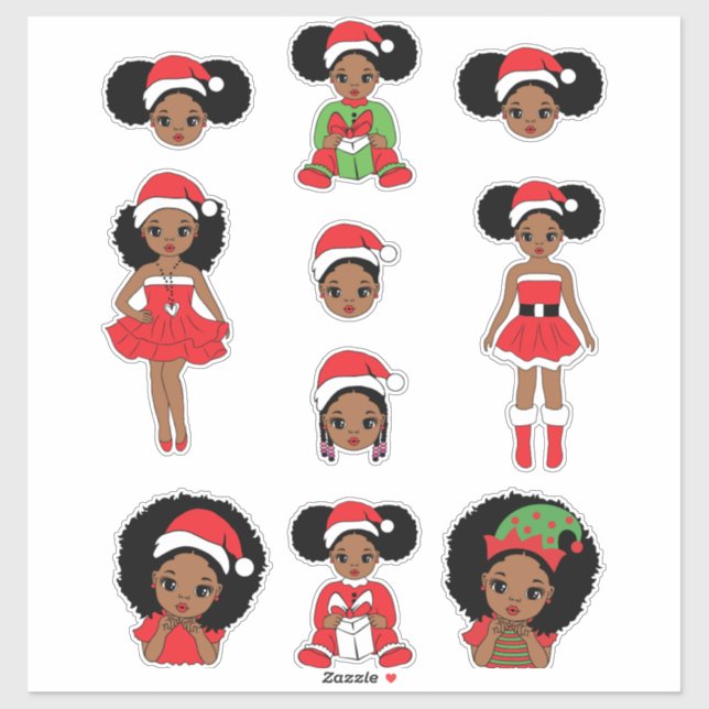 Adesivo Melanin Natal Black Girl Xmas Magic Girls (Folha)