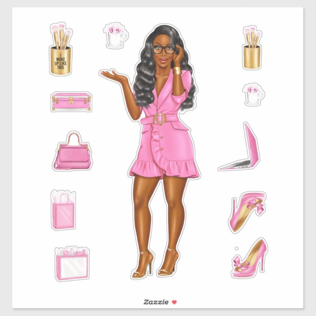 Adesivo Melanin Sis Mulheres de Moda Alta Rosa Decretos do (Folha)