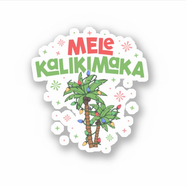 Adesivo Mele Kalikimaka Hawaiian Christmas Palm Tree Light (Frente)