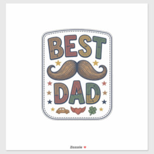 Adesivo Melhor Design de Pai Bigode Vintage Vector Pai_1