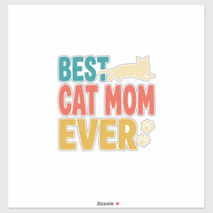 Adesivo Melhor Mãe de Gato de Todos os Tempos Design de Ga