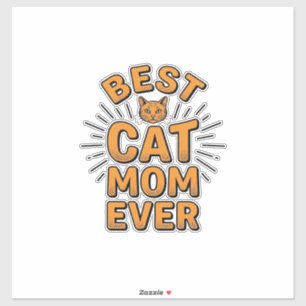 Adesivo Melhor Mãe de Gato de Todos os Tempos Design de Gr