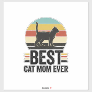Adesivo Melhor Mãe de Gato de Todos os Tempos Design Retro
