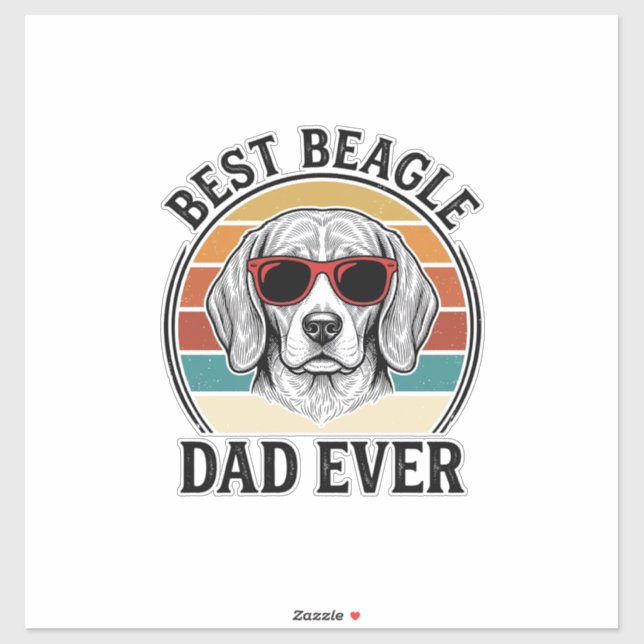Adesivo Melhor Pai Beagle de Todos os Tempos Camisa Vintag (Folha)