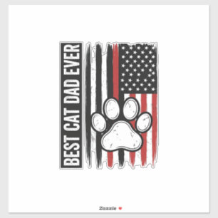 Adesivo Melhor Pai de Gato Patriota Desenho de Bandeira de