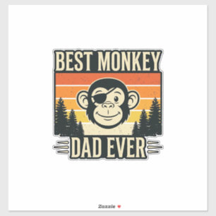 Adesivo Melhor Pai Macaco de Todos os Tempos Camisa Vintag
