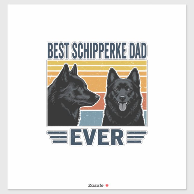 Adesivo Melhor Pai Schipperke de Todos os Tempos Design Ve (Folha)