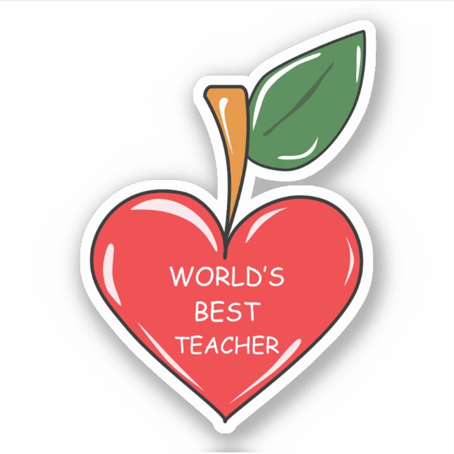 Adesivo melhor professor de mundos diversão em maçã (Frente)