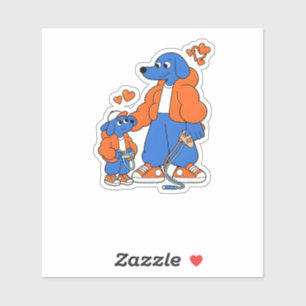 Adesivo Melhores Amigos: Duo Pai e Filho Blue Dog (Laranja