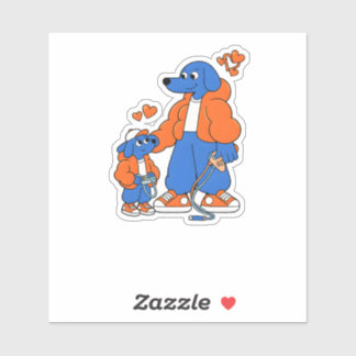 Adesivo Melhores Amigos: Duo Pai e Filho Blue Dog (Laranja