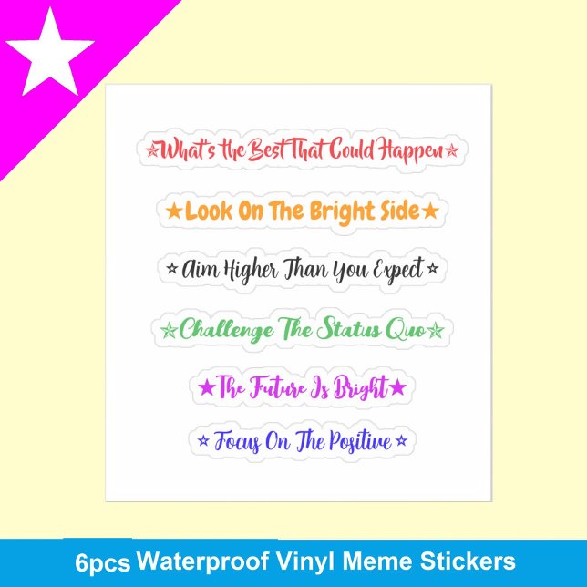 Adesivo Melhores Memes do Que Pode Acontecer | Positivo à  (What's the Best That Could Happen Waterproof Mental Health Sticker Handdrawn Self Love Gift)