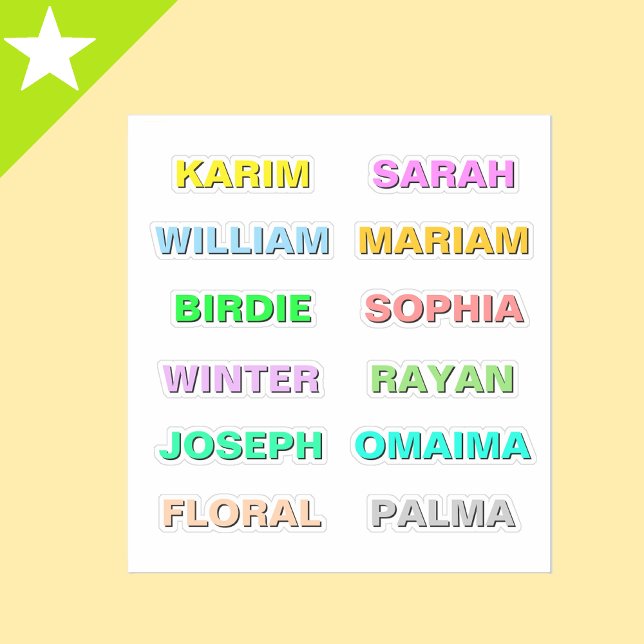 Adesivo Melhores Nomes em Letra Nelegrita Colorida, Modern (vibrant script name tags)