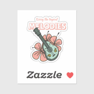 Adesivo Melodias Tropicais Ukulele Arte Floral